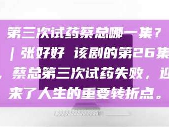 南安第三次试药蔡总哪一集？｜张好好 该剧的第26集，蔡总第三次试药失败，迎来了人生的重要转折点。